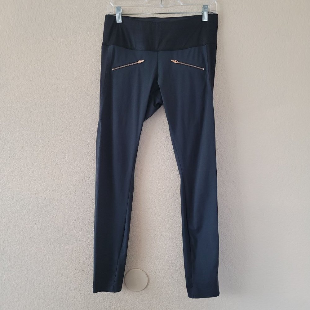 Aday Womens Throw and Roll Legging Size Small Dark Wash Stretchy